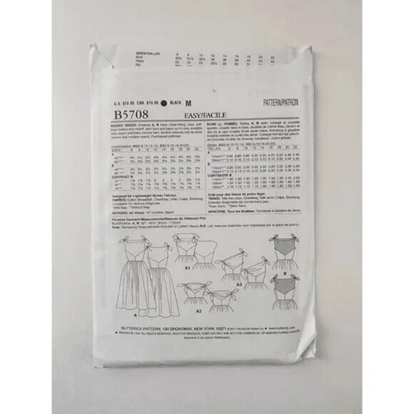 Butterick Retro 53" Sewing Pattern B5708 Women's Misses Dress Size 6-14 Uncut. - Picture 2 of 3